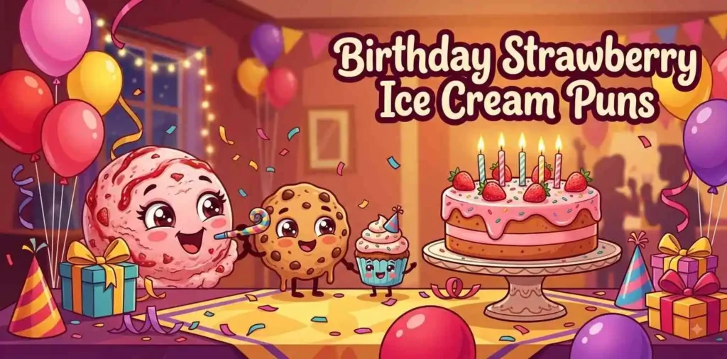 Strawberry ice cream birthday celebration