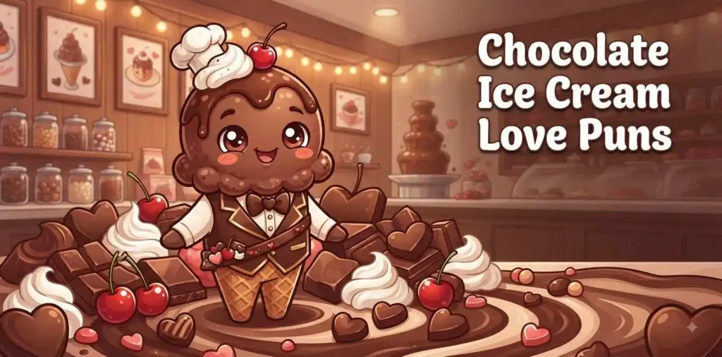 Chocolate ice cream love dessert scene