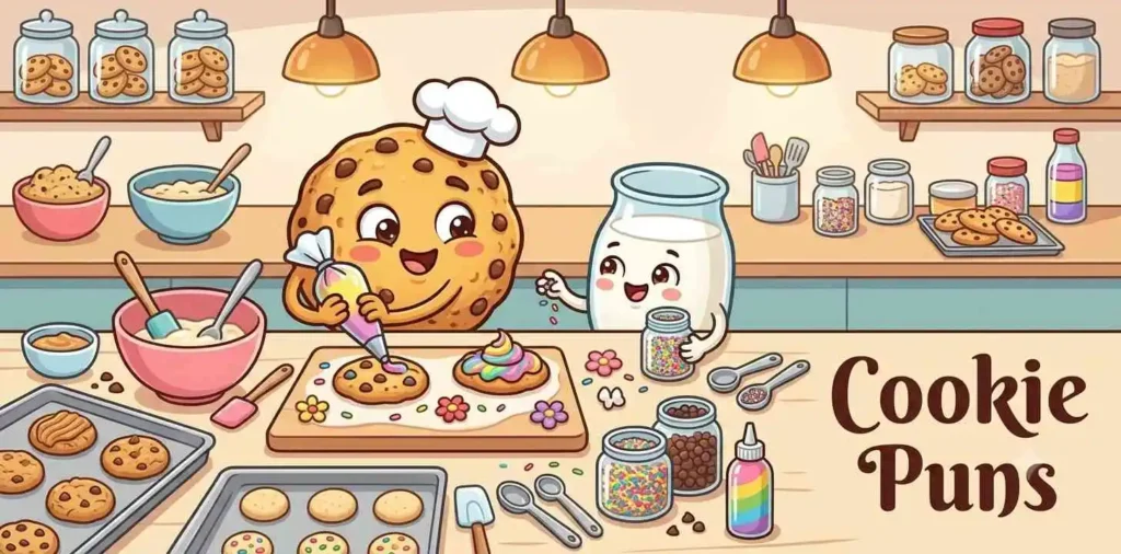 Cute cookie character with milk