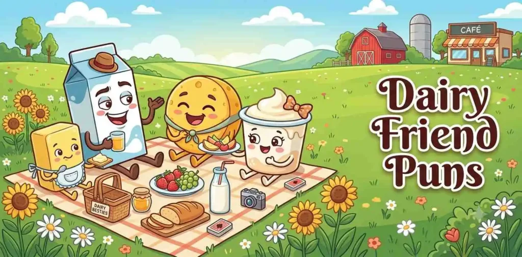 Cute dairy friends enjoying a fun day