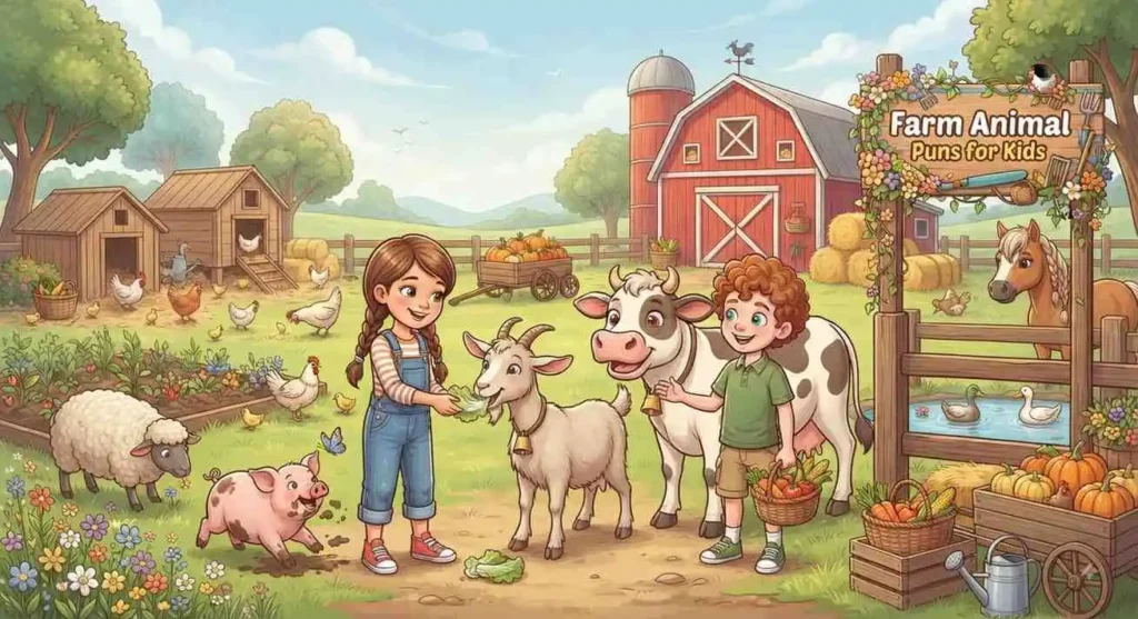 Kids visiting friendly farm animals