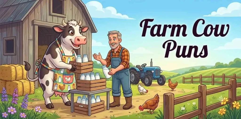 Funny cow on farm