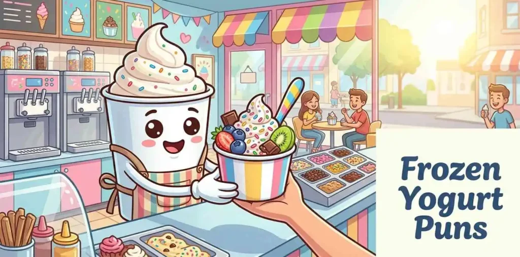 Frozen yogurt summer scene