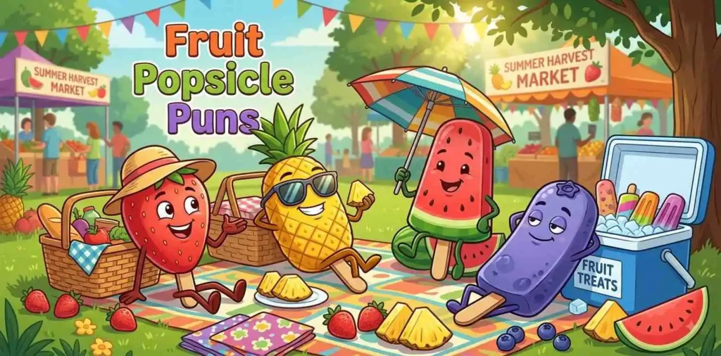 Funny fruit popsicle characters