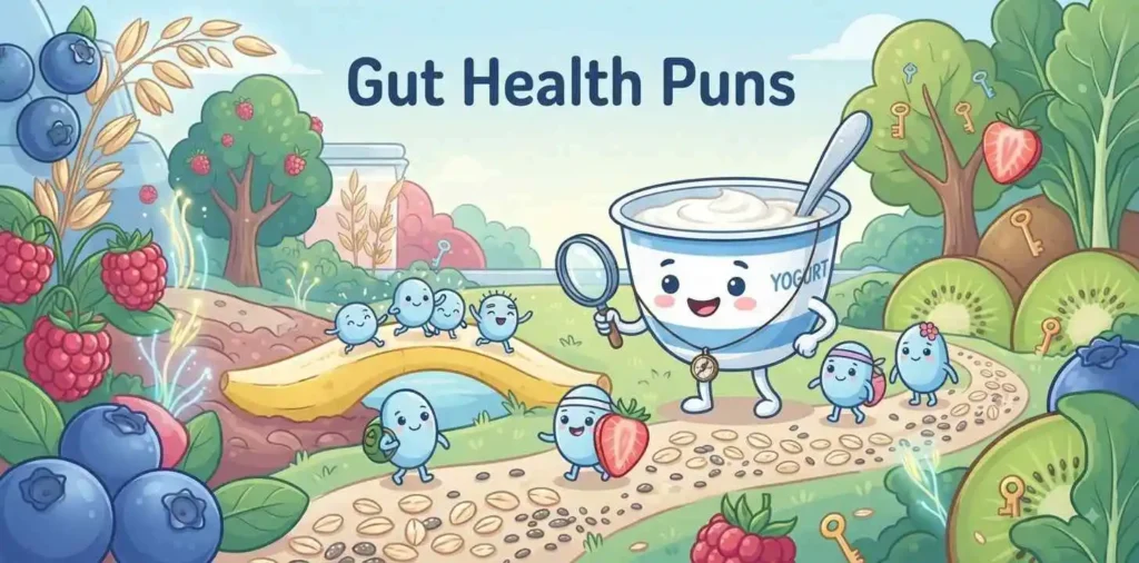 Happy yogurt mascot with probiotic bacteria friends