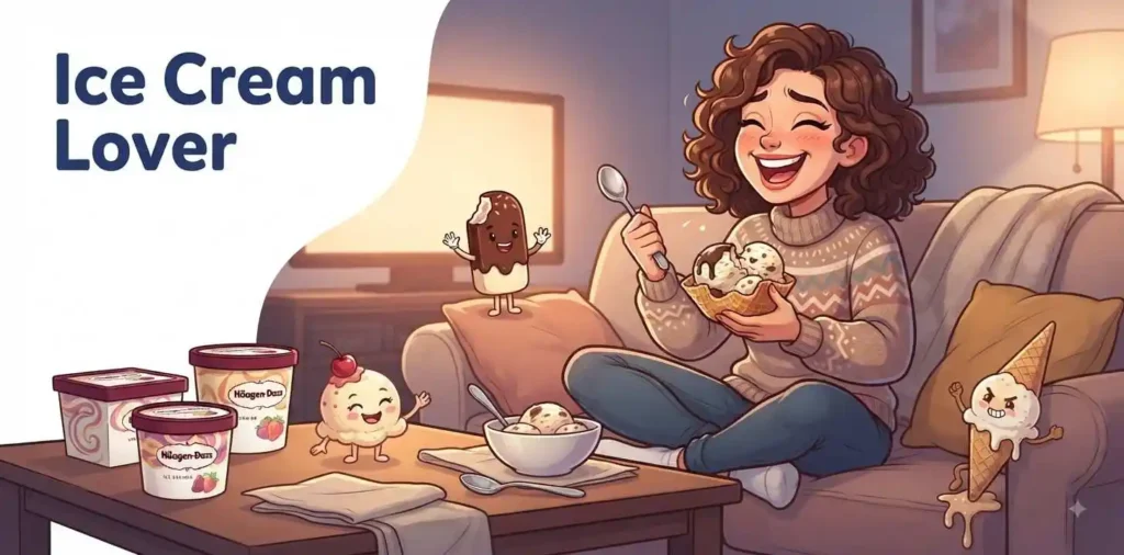 Funny ice cream lover