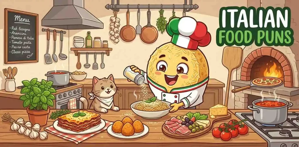 Parmesan chef with Italian food