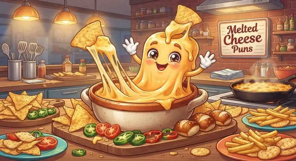 Melted cheese dip with nachos