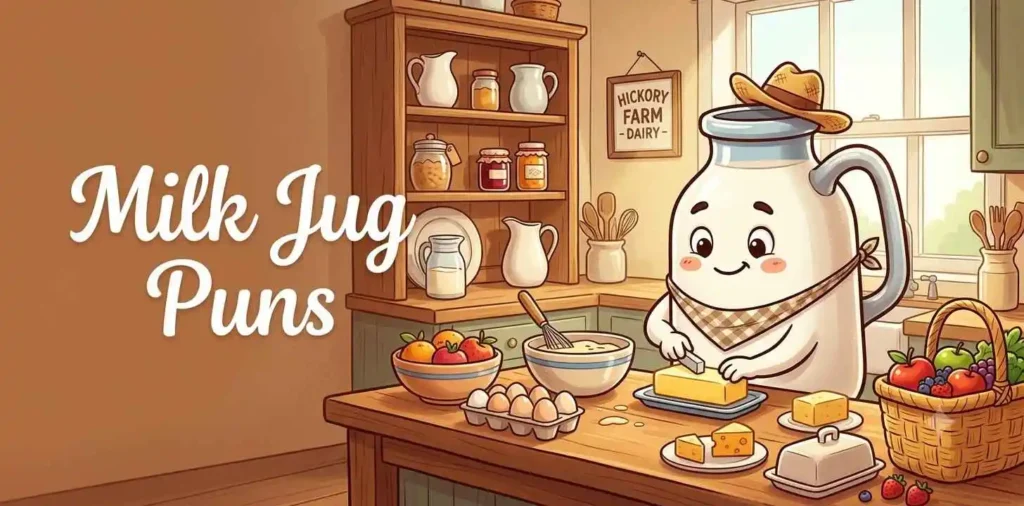 Funny milk jug in kitchen