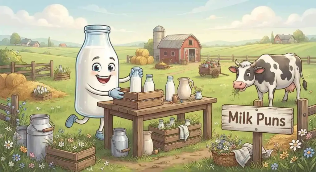 Fresh milk bottles on farm