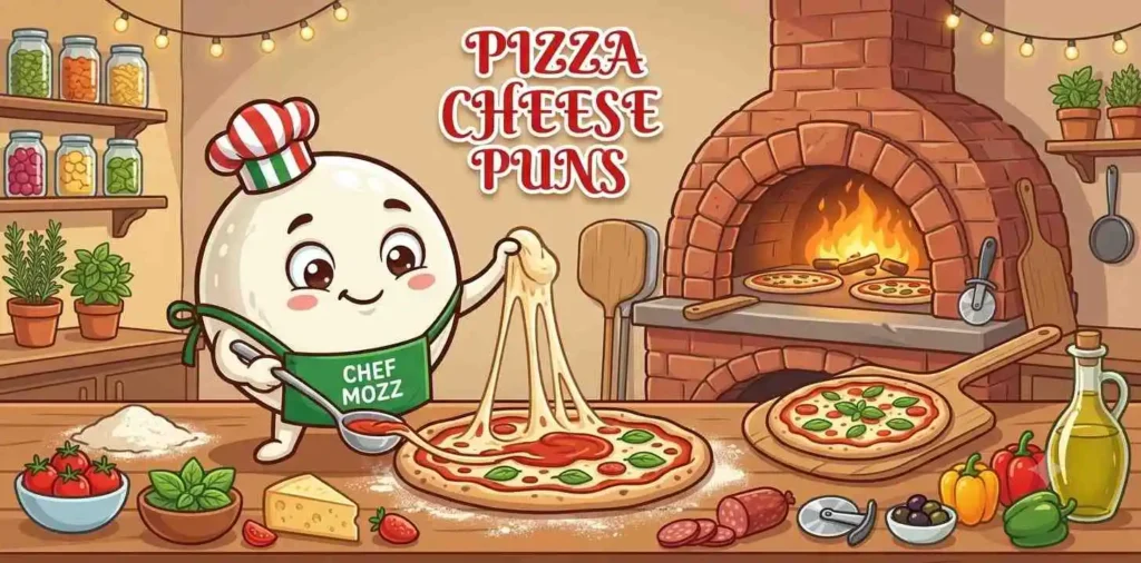 Mozzarella character with pizza