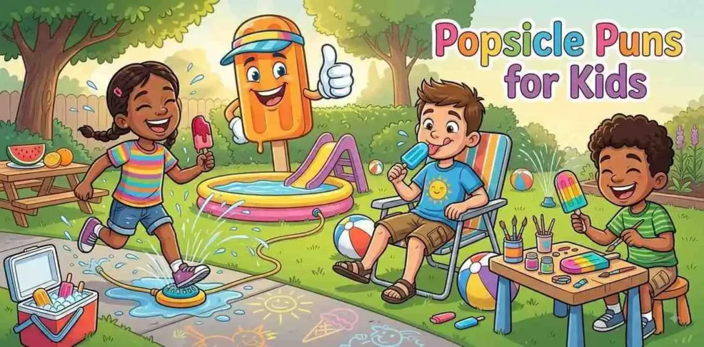 Kids enjoying colorful popsicles