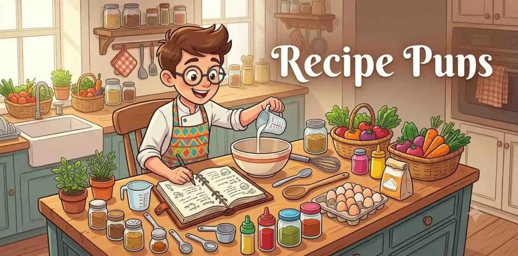 Funny chef creating a recipe