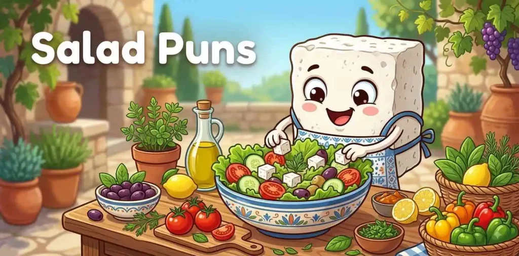 Feta cheese salad scene
