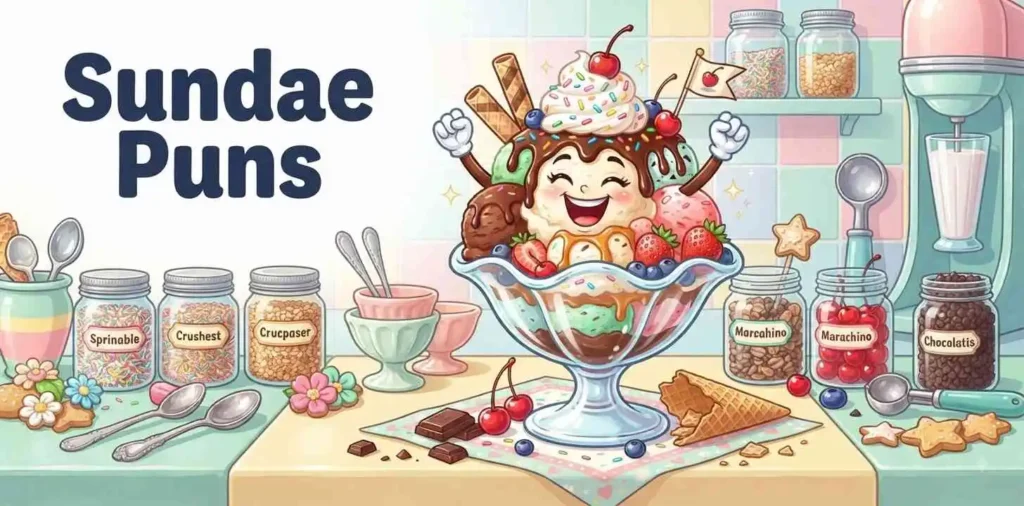 Funny sundae dessert cartoon
