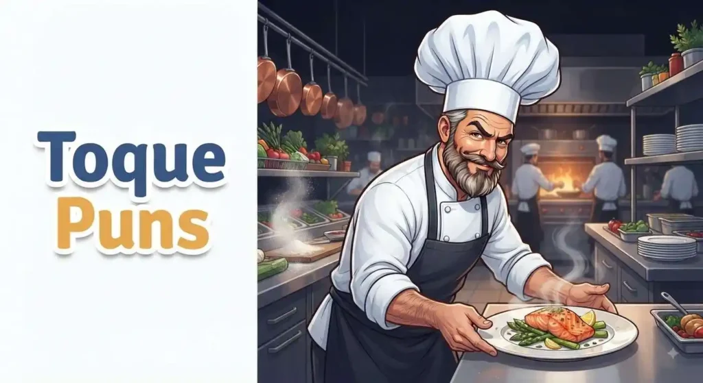 Funny chef wearing toque