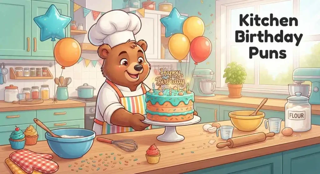 Funny kitchen birthday celebration cartoon
