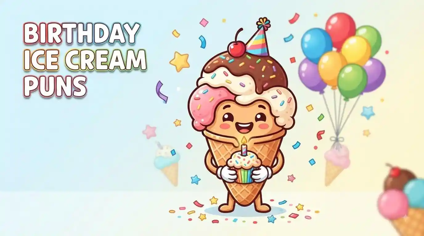 Cute ice cream birthday celebration scene