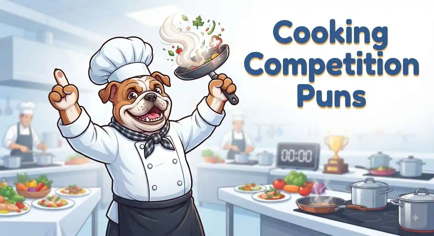 Funny chef winning cooking competition