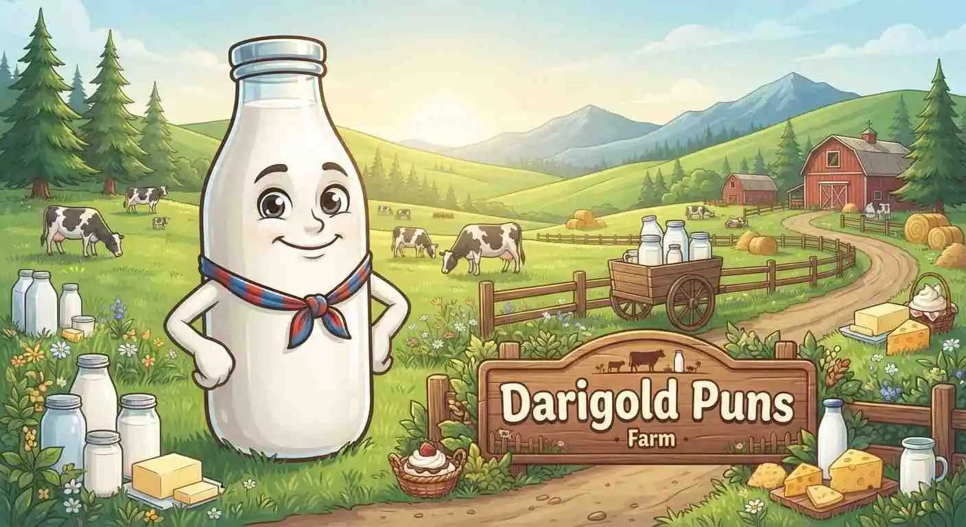 Dairy character beside mountain farm