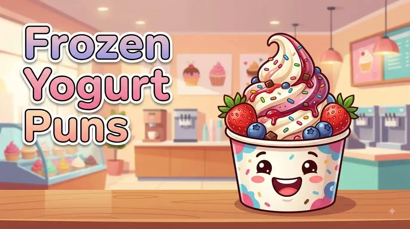 Cute frozen yogurt character with colorful toppings