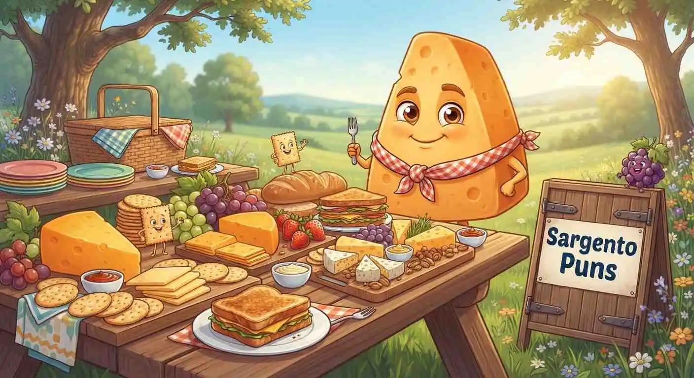 Cheese character at a picnic